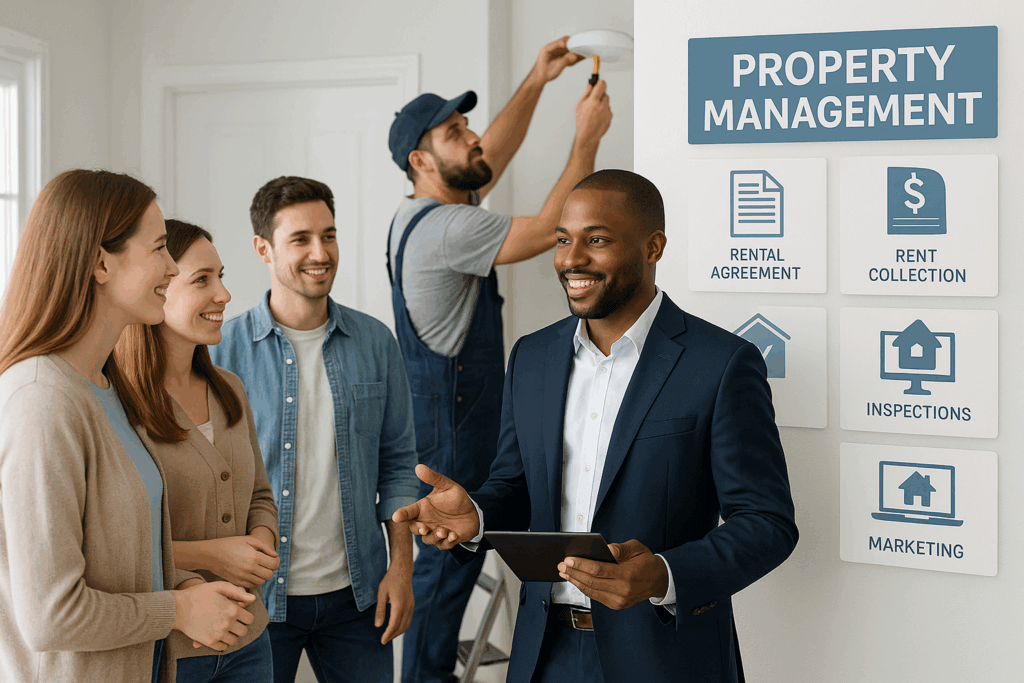 property manager interacting positively with tenants